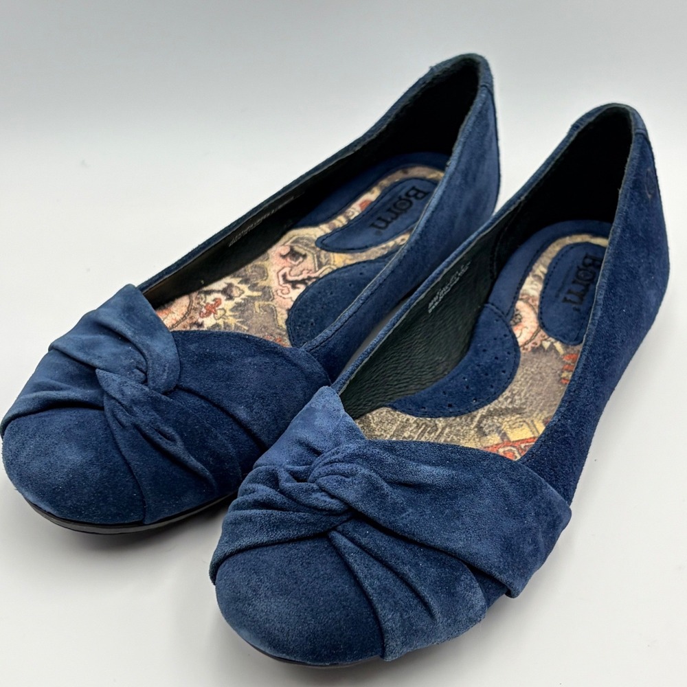 Born Julianne Navy Blue Suede Knotted Twist Ballet Flats Shoes Women's 9 EU 40.5